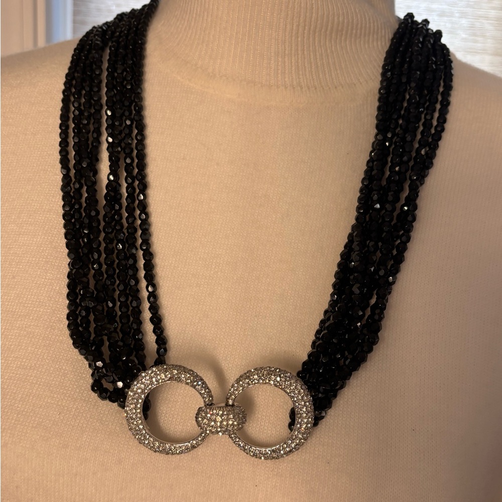 Elegant Black and Silver Multi-Strand Necklace